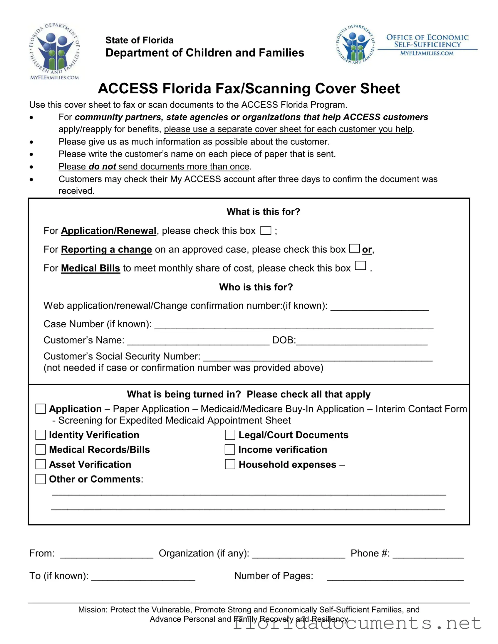 Fill in a Valid Access Florida Fax Form