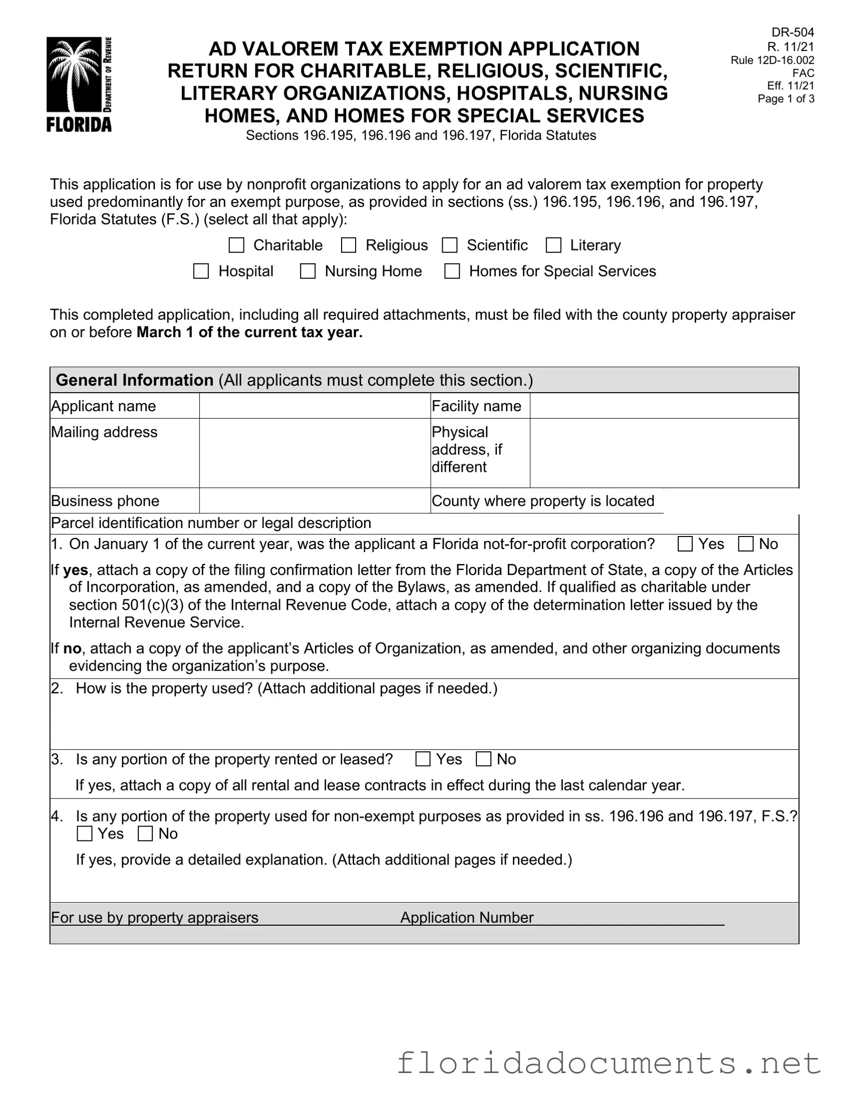 Fill in a Valid Dr 504 Florida Form