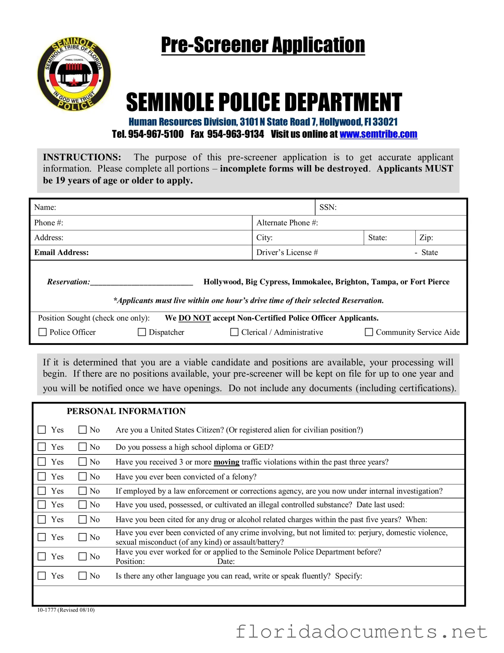 Fill in a Valid Florida 10 1777 Form