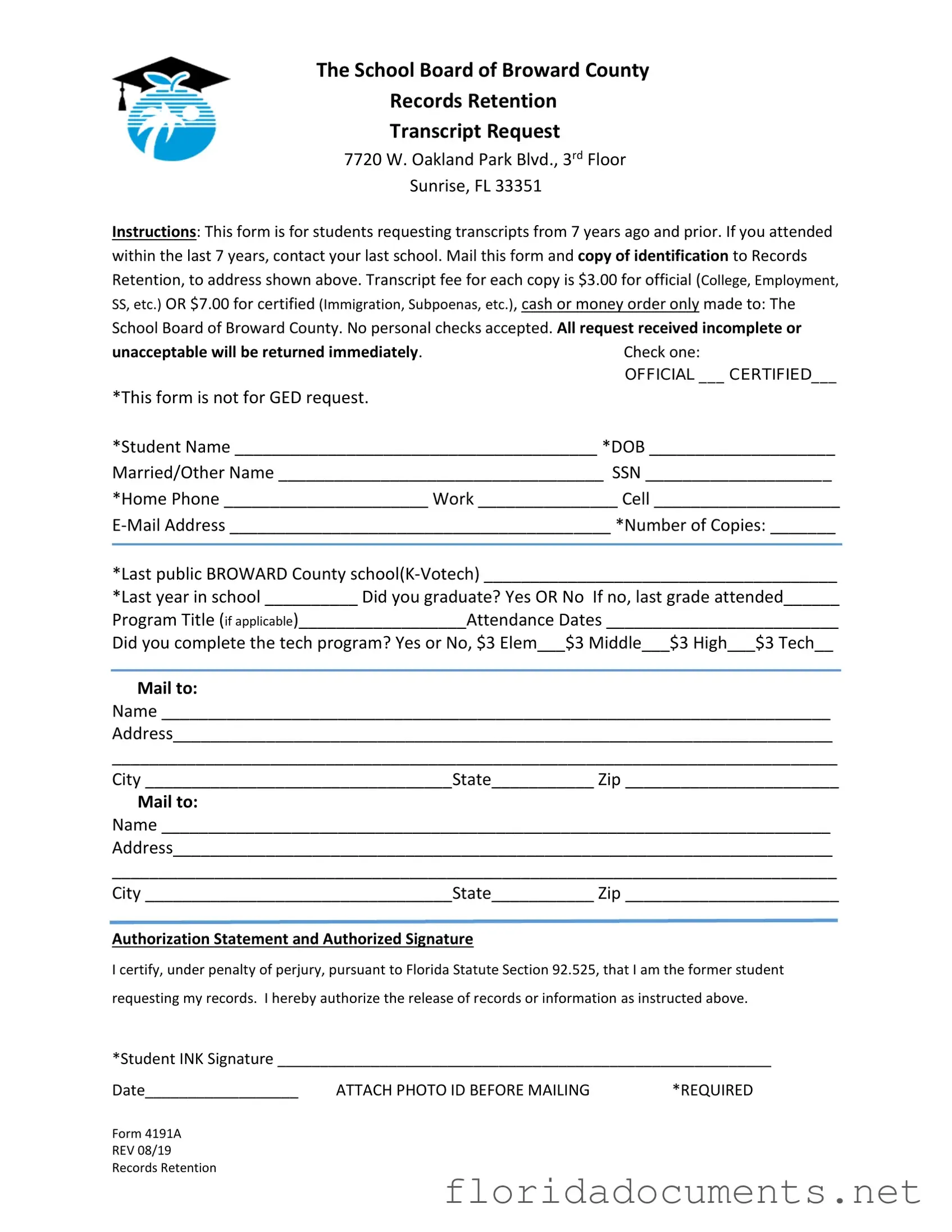 Fill in a Valid Florida 4191A Form