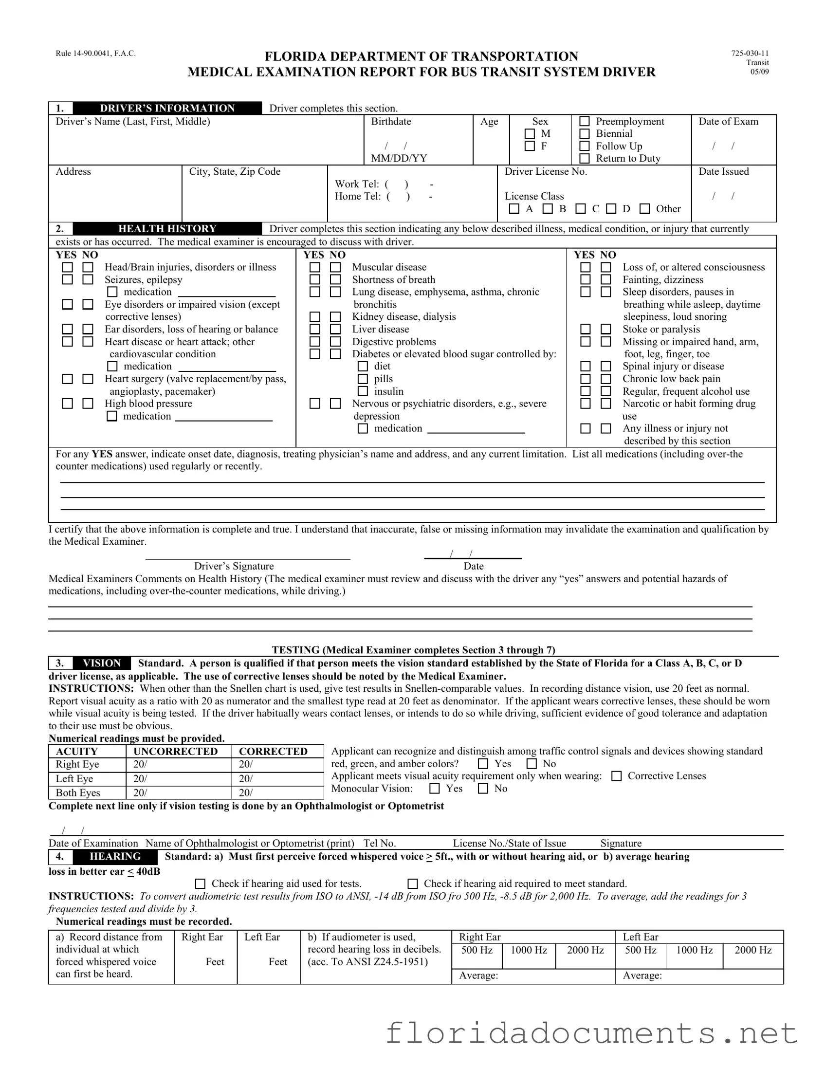 Fill in a Valid Florida Dot Medical Form