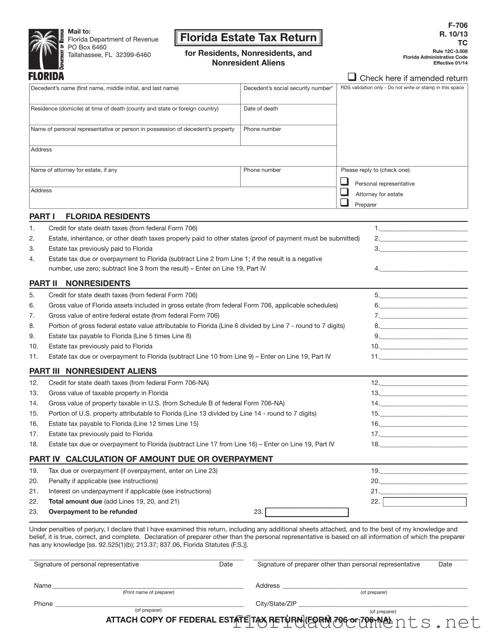 Fill in a Valid Florida F 706 Form