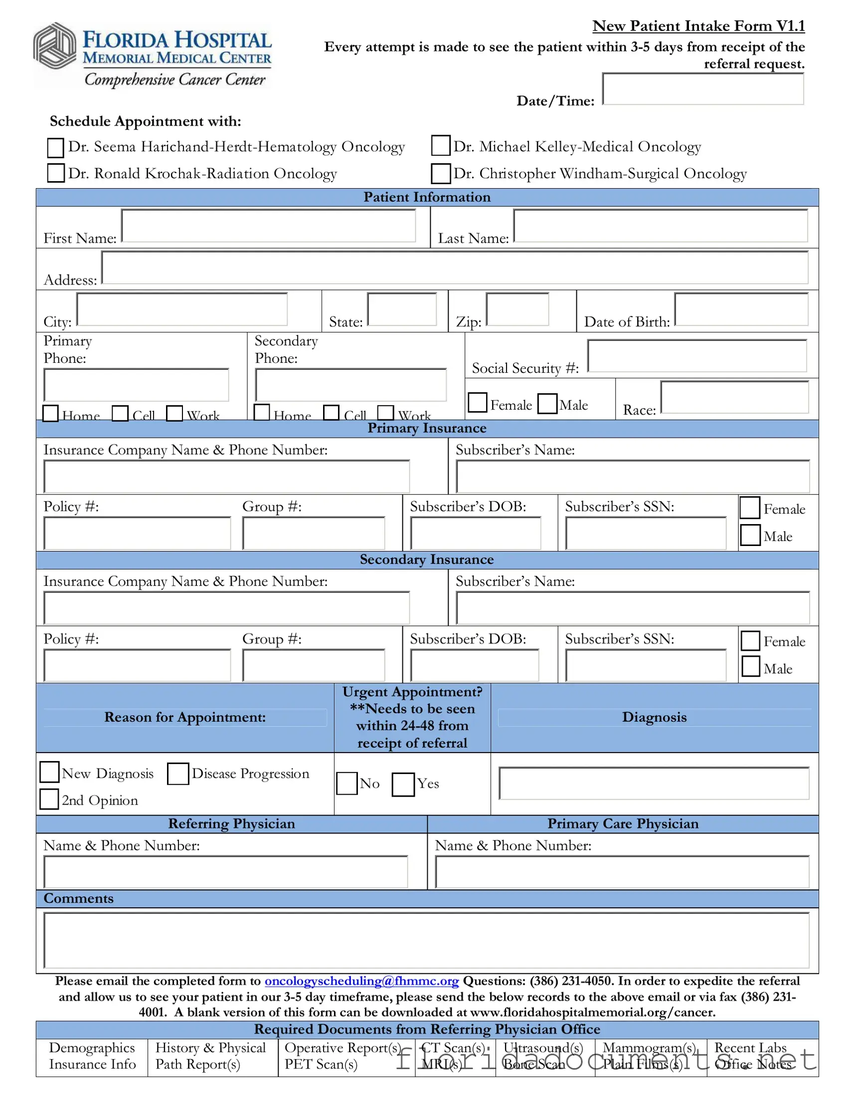 Fill in a Valid Florida Hospital Form
