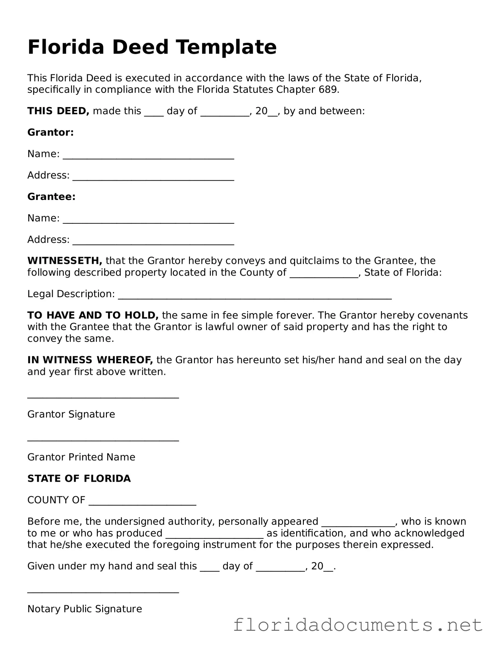 Free  Deed Document for Florida