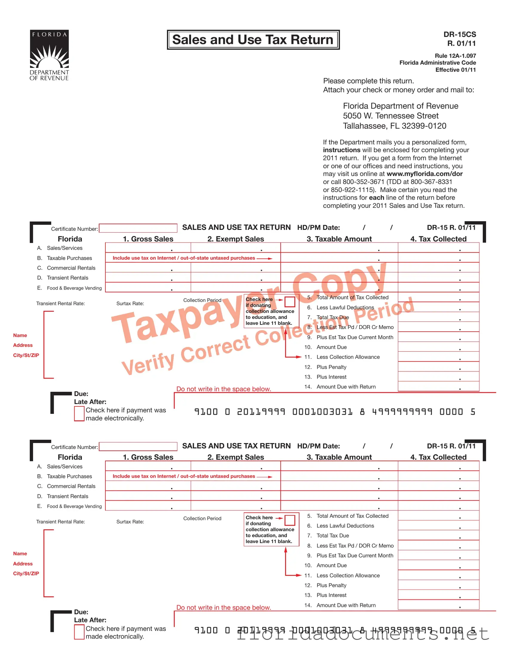Fill in a Valid Florida Sales Tax Form