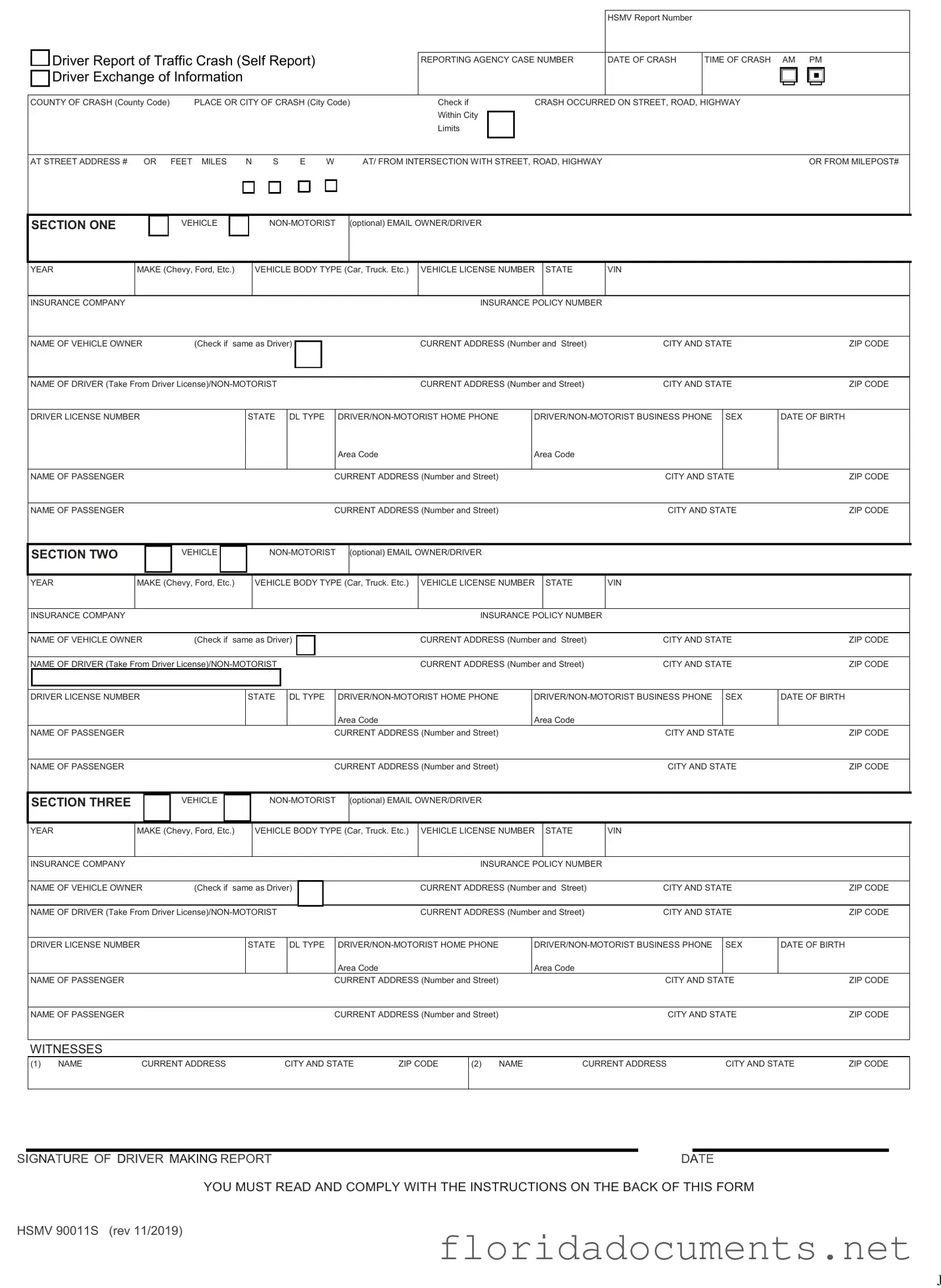 Fill in a Valid Florida Traffic Crash Report Form