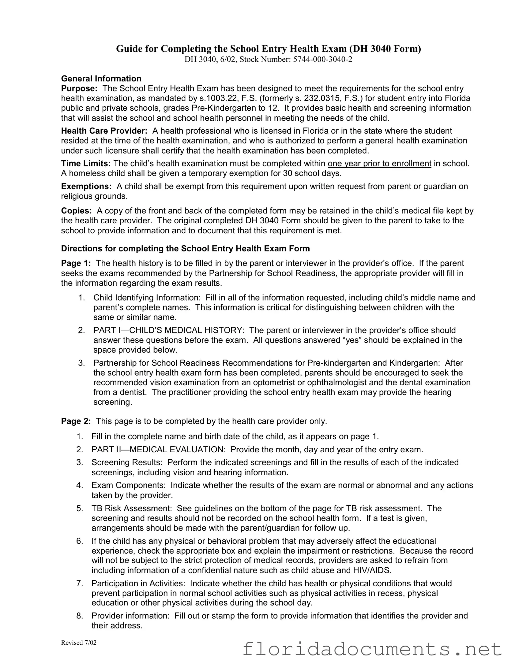 Fill in a Valid Health For Florida Form