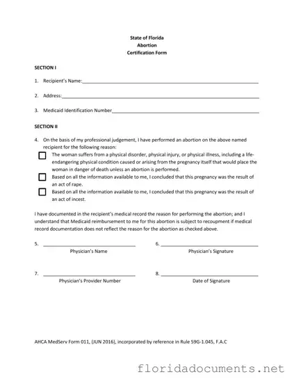 Fill in a Valid Abortion Paperwork Florida Form