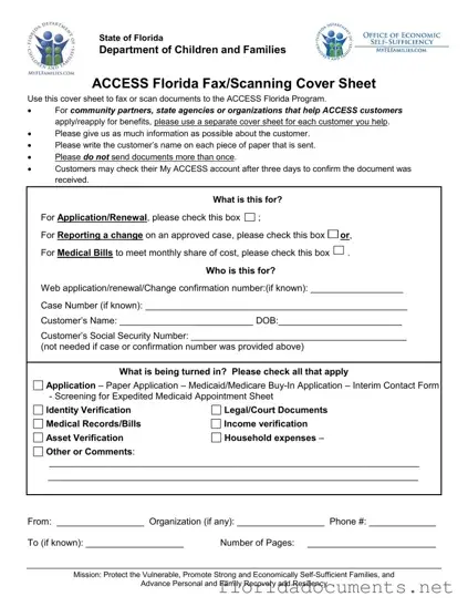 Fill in a Valid Access Florida Fax Form