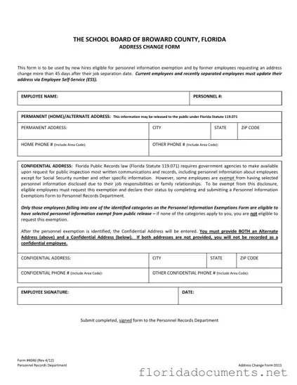 Fill in a Valid Florida 4046 Form
