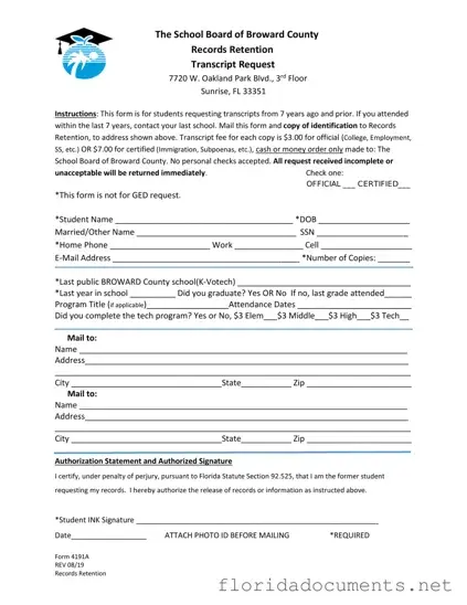 Fill in a Valid Florida 4191A Form