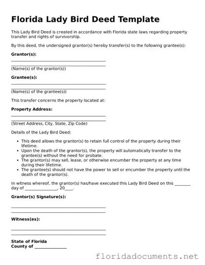Free  Lady Bird Deed Document for Florida