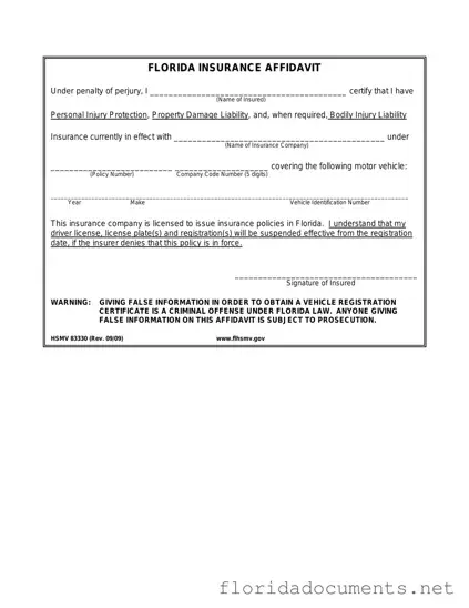 Fill in a Valid Florida Hsmv 83330 Form