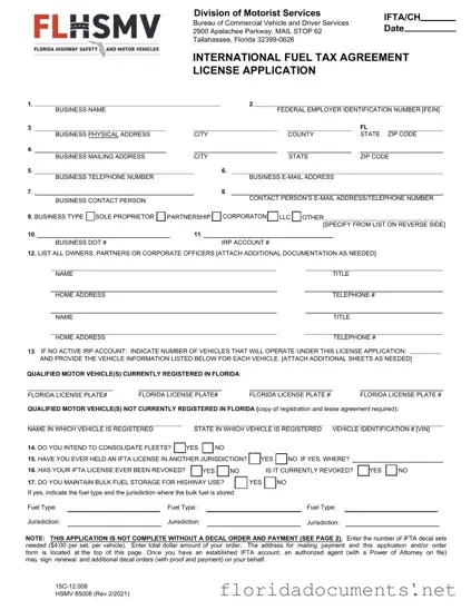 Fill in a Valid Florida Ifta Application Form