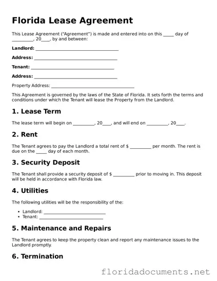 Free  Lease Agreement Document for Florida