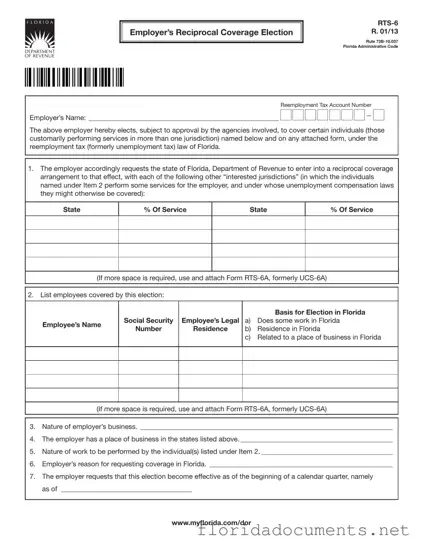 Fill in a Valid Florida Rts 6 Form
