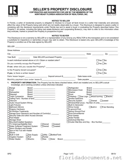 Fill in a Valid Florida Seller Property Form