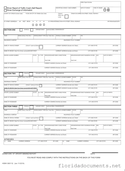 Fill in a Valid Florida Traffic Crash Report Form