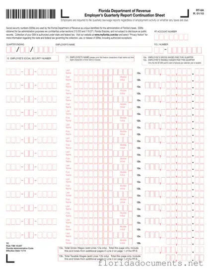 Fill in a Valid Rt 6A Florida Form